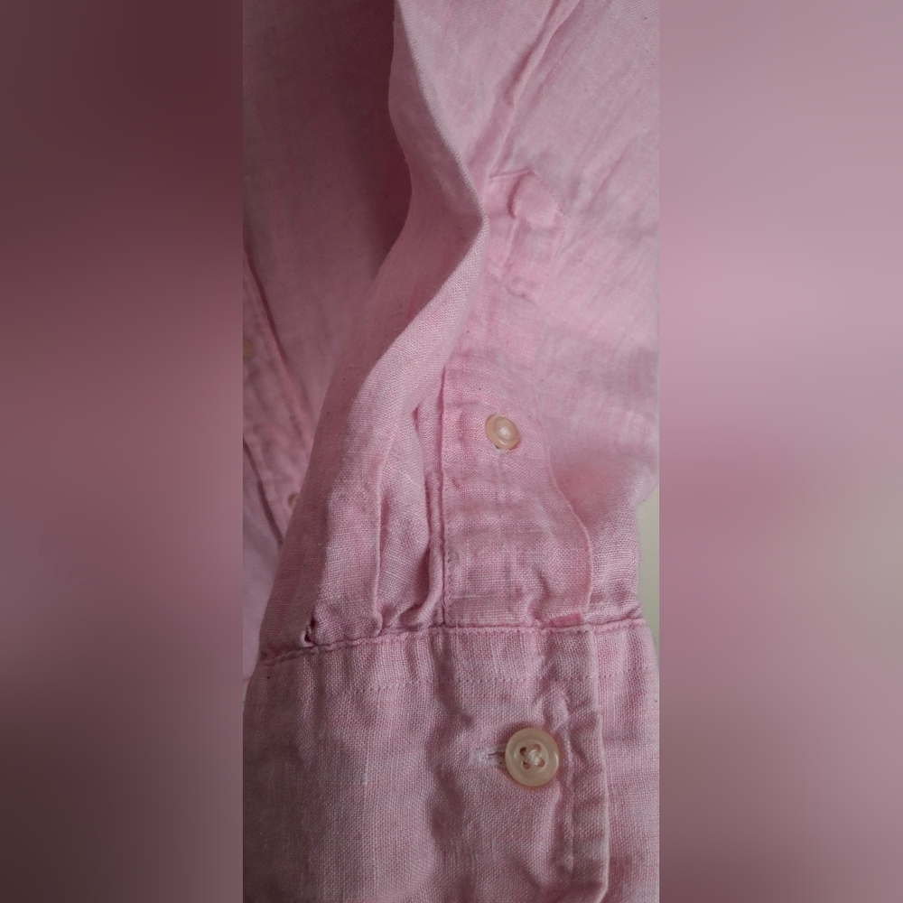 Polo Ralph Lauren Linen XL Men's Pink Button-Down Shirt Formal Travel Cruise - Picture 6 of 11